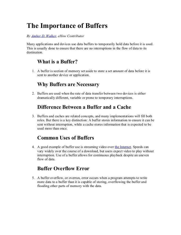 The importance of buffers