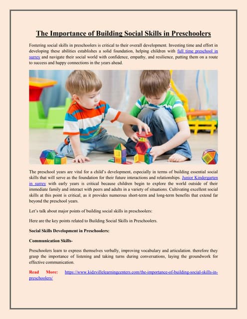 Social Skills Your Child Learns in Preschool and How They Impact Future ...