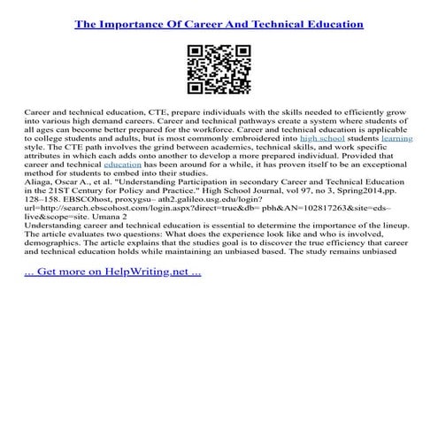 The Importance Of Career And Technical Education