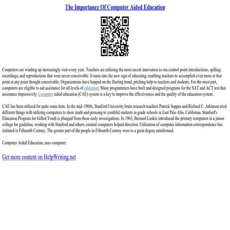 The Importance Of Computer Aided Education