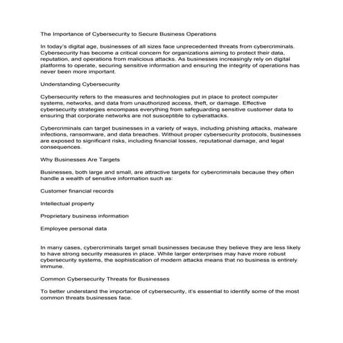 The Importance of Cybersecurity to Secure Business Operations.docx