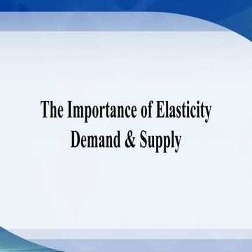 The Importance of Elasticity of Demand & Supply (MBA MicroEconomics)