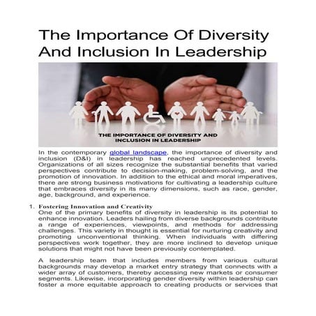 The Importance Of Diversity And Inclusion In Leadership