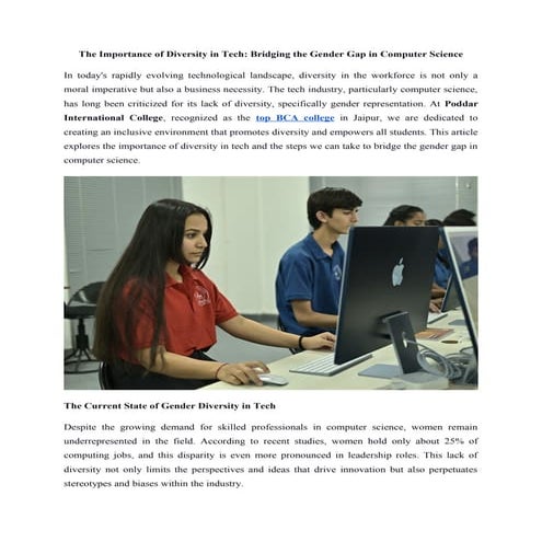 The Importance of Diversity in Tech Bridging the Gender Gap in Computer ...