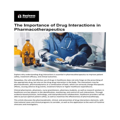 Future Trends and the Importance of Drug Interactions in ...