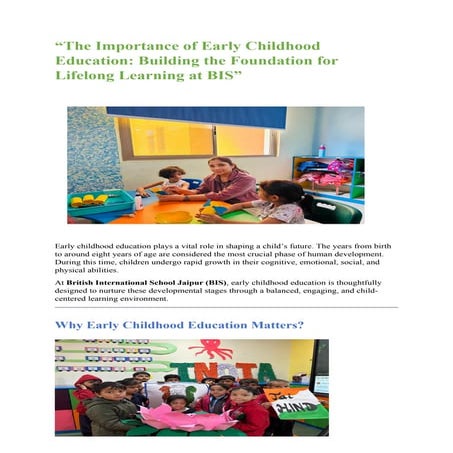 The Importance of Early Childhood Education: Building Lifelong ...