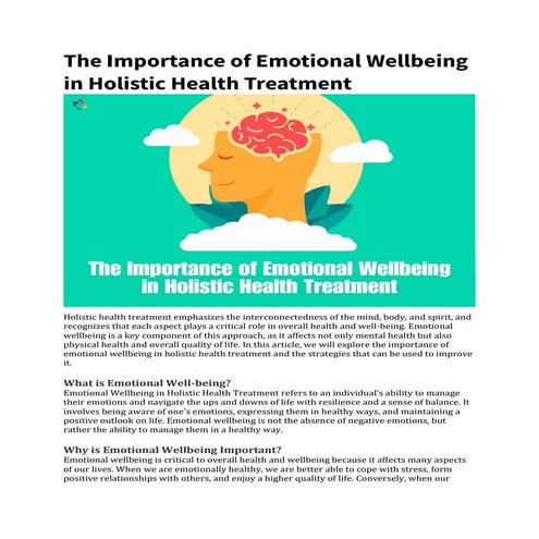 The Importance of Emotional Wellbeing in Holistic Health Treatment | PDF