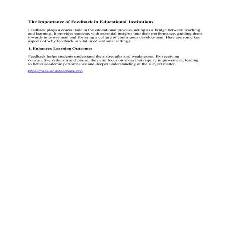The Importance of Feedback in Educationa | PDF