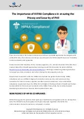 The Importance of HIPAA Compliance in ensuring the Privacy and Security of PHI!