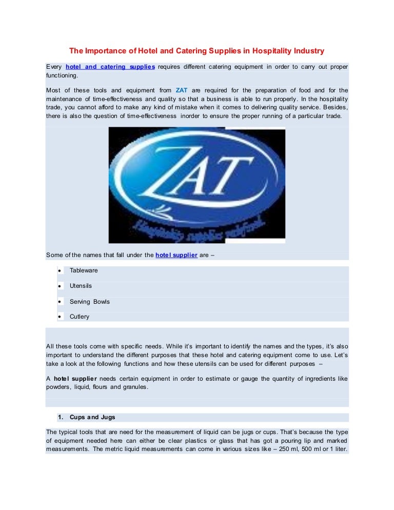 The importance of hotel and catering supplies in ...