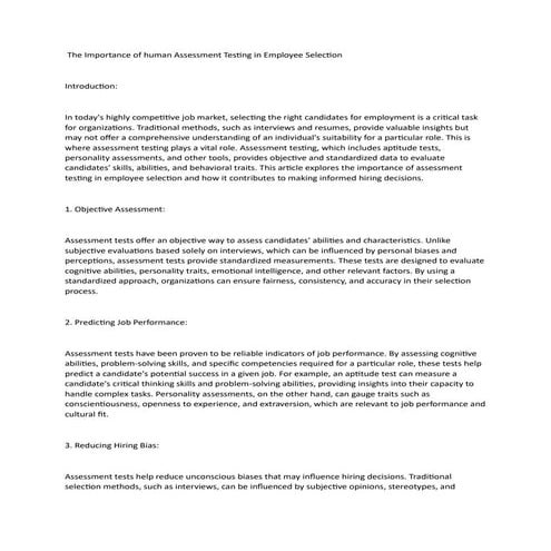 The Importance of human Assessment Testing in Employee Selection.docx