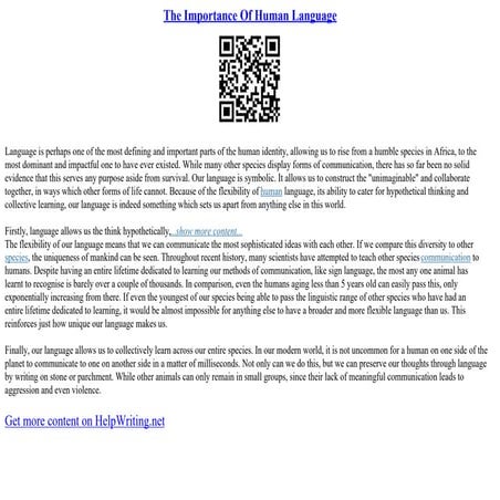 The Importance Of Human Language