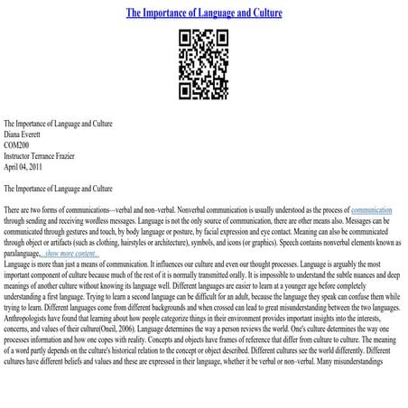 The Importance Of Language And Culture