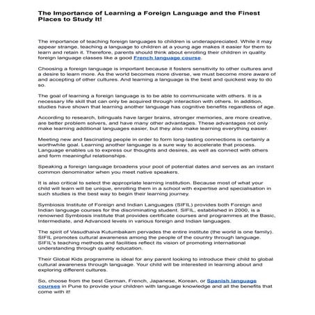 The Importance of Learning a Foreign Language and the Finest Places to ...