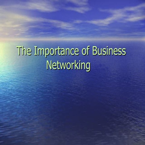 The Importance Of Networking