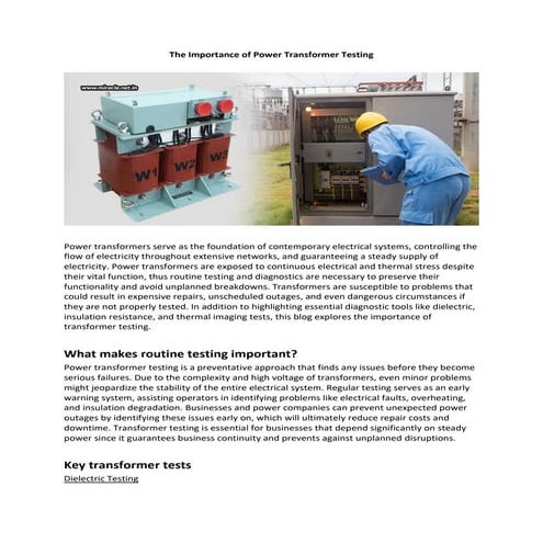 The Importance Of Power Transformer Testing.pdf