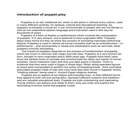 The importance of puppets