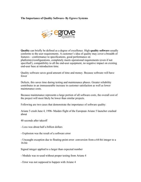 The importance of quality software
