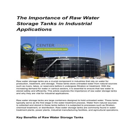 Understanding Raw Water Storage Tanks_ Functionality, Benefits, and ...