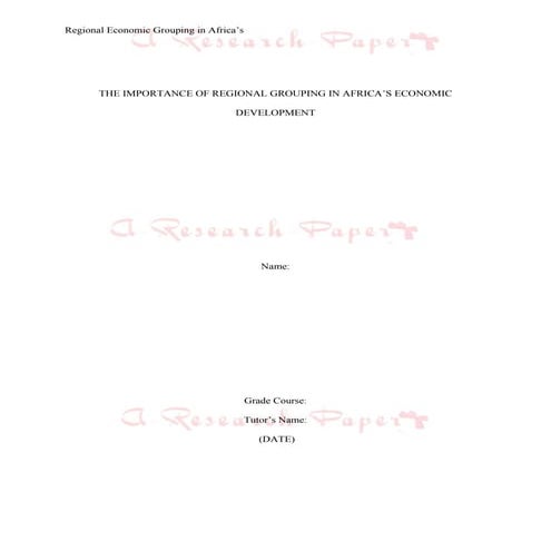 The importance of regional grouping in africa