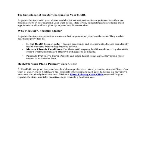 The Importance of Regular Checkups for Your Health | DOC