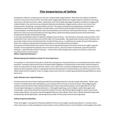 The importance of safety