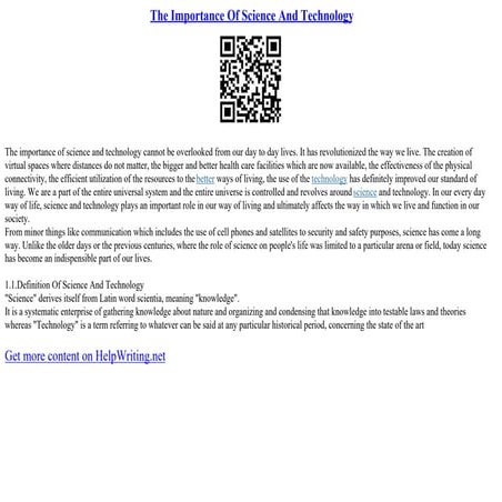 The Importance Of Science And Technology