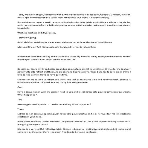 The Importance of Silence