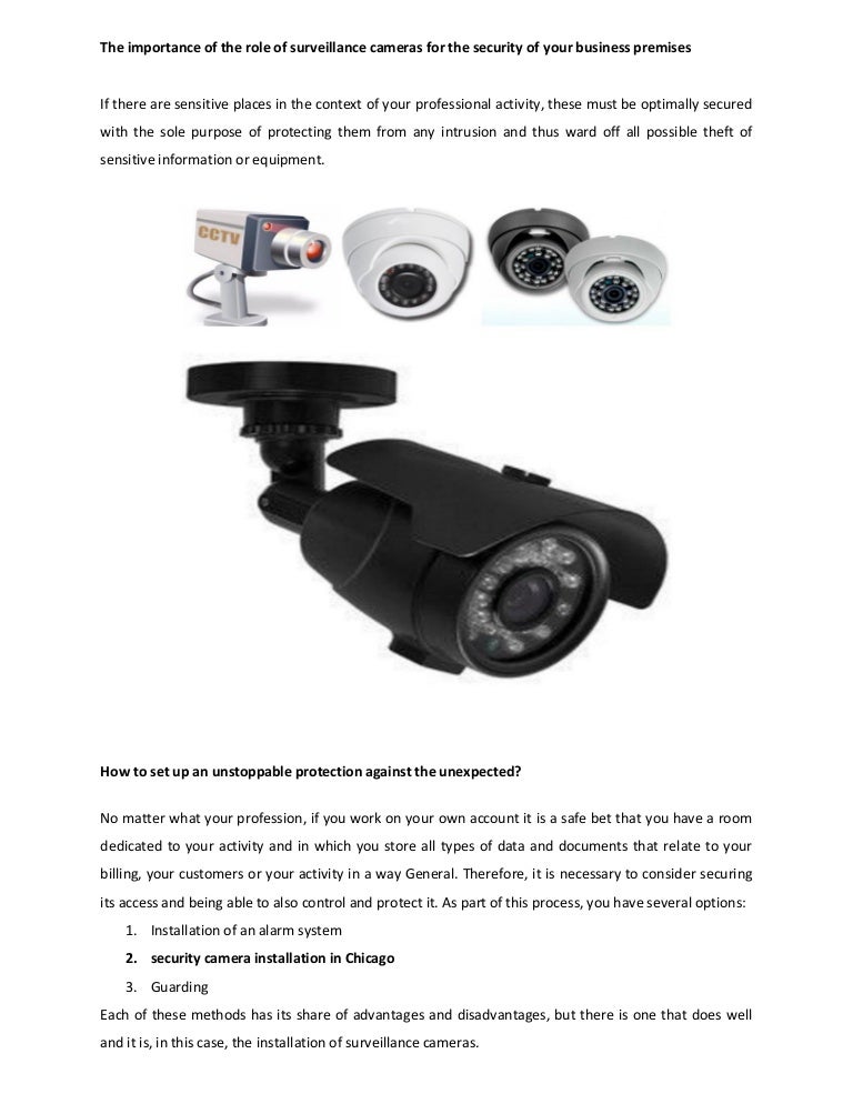 The importance of the role of surveillance cameras for the security o…
