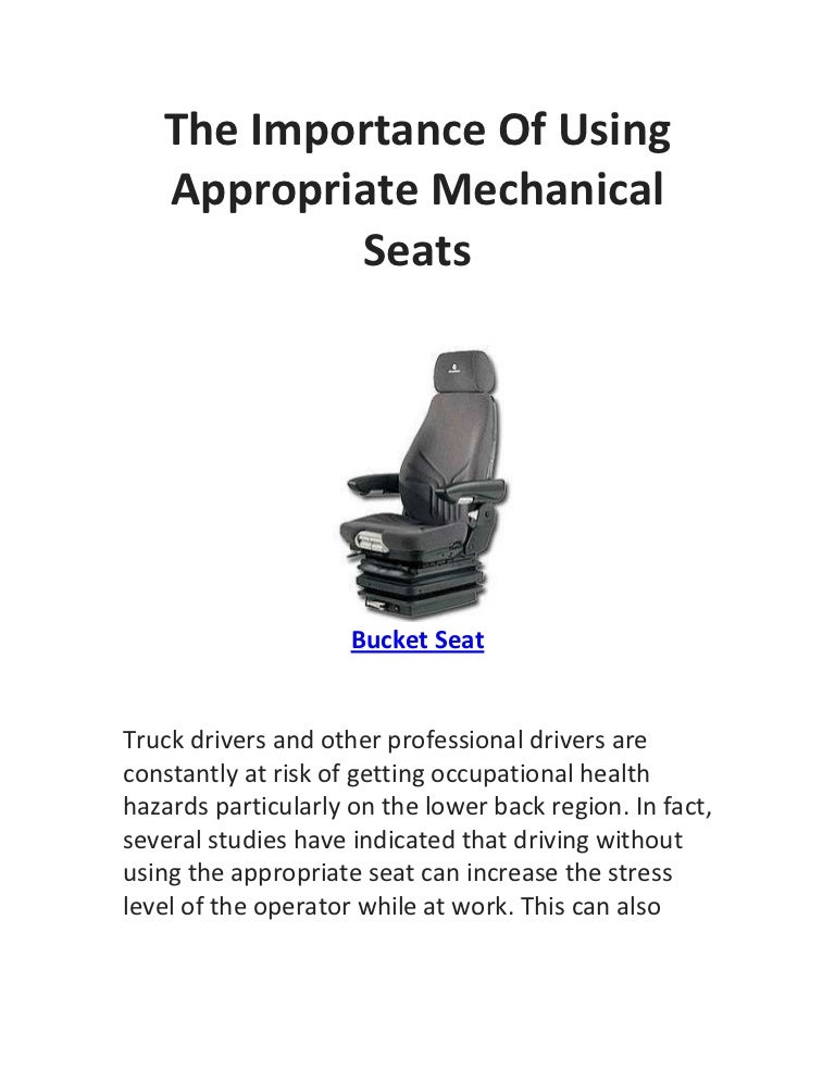 The importance of using appropriate mechanical seats
