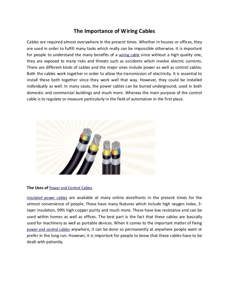 The Importance of Wiring Cables