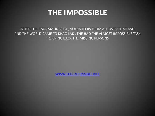 What caused the tsunami in the impossible What caused the tsunami in the impossible