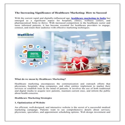 Free Healthcare Marketing Plan for Healthcare professionals | PDF