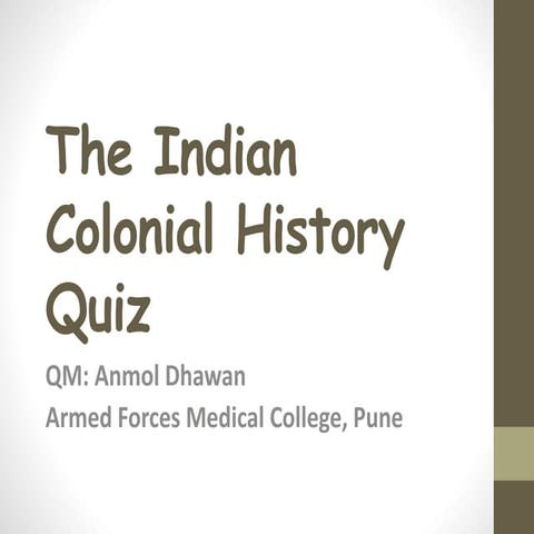 The Indian Colonial History Quiz