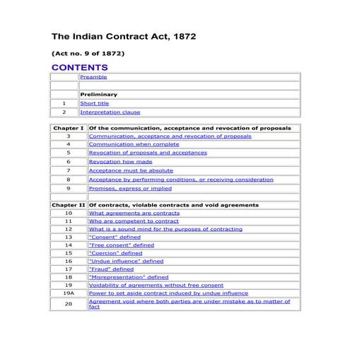The Indian Contract Act, 1872 | PDF