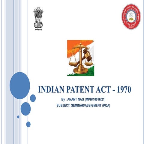 The indian patent act 1970