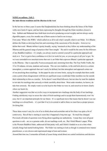  The indo tibetan tradition and the dharma in the west
