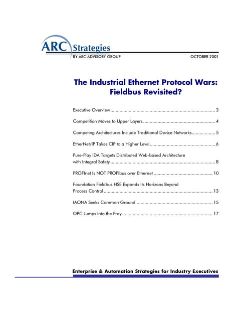 The industrial ethernet protocol wars fieldbus revisited