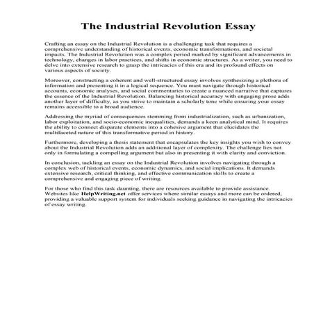 The Industrial Revolution Essay Pdf