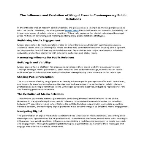 The Influence and Evolution of Mogul Press in Contemporary Public Relations.docx