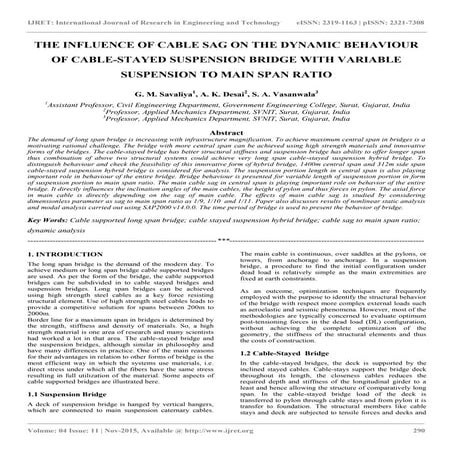 The influence of cable sag on the dynamic behaviour of cable stayed suspensio...