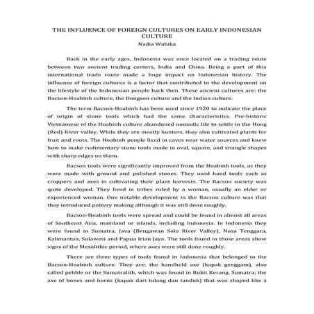 The influence of foreign cultures on early indonesian culture
