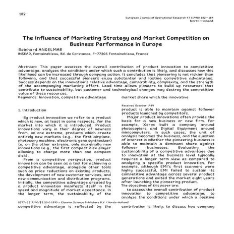 The Influence of Marketing Strategy and Market Competition on Business Performance in Europe