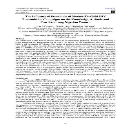 The influence of prevention of mother to-child hiv transmission campaigns on ...