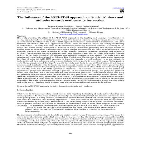 The influence of the asei pdsi approach on students' views and