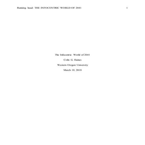 The Infocentric World of 2041
