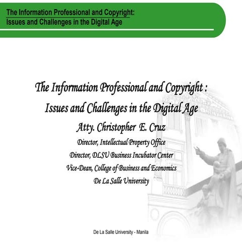 The information professional and copyright   issues and challenges in the dig...