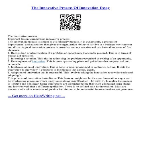 The Innovative Process Of Innovation Essay
