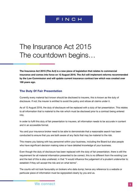 The U.K. Insurance Act 2015: Key Considerations