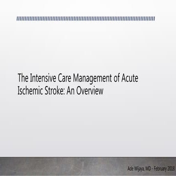 The Intensive Care Management of Acute Ischemic Stroke 